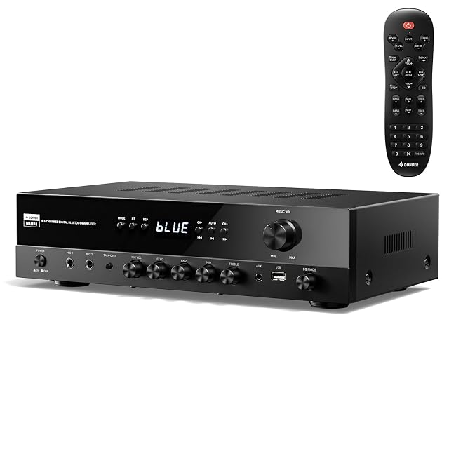 Amplificador Donner de 5.1 canales con Bluetooth y entradas de micrófono
