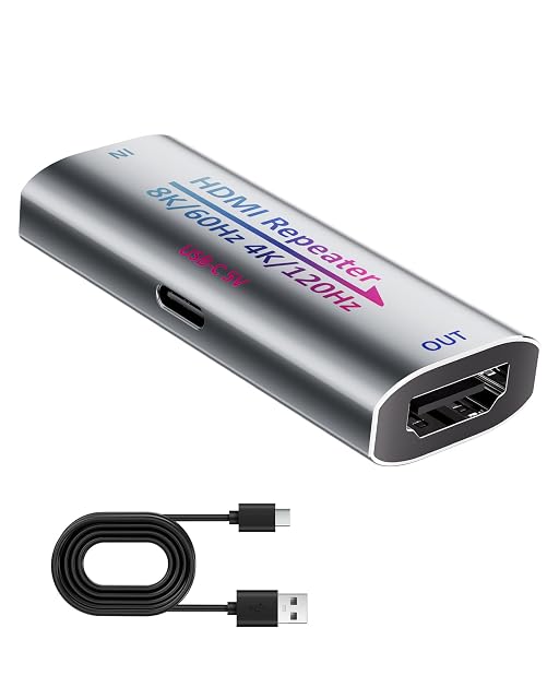 Repetidor amplificador HDMI 2.1 activo KUYIA con alimentación USB-C