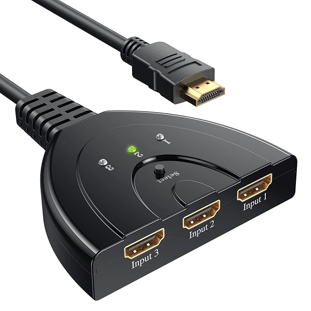 Conmutador HDMI GANA de 3 entradas y 1 salida, del tamaño de una tarjeta de crédito