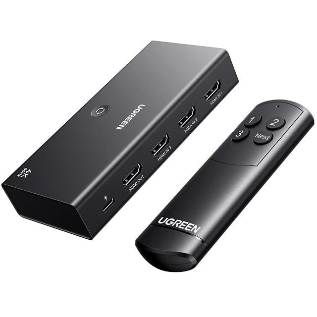 Conmutador HDMI UGREEN de 3 entradas y 1 salida con mando de infrarrojos