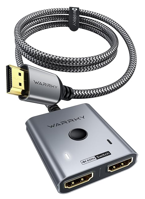 Conmutador HDMI bidireccional WARRKY con cable trenzado