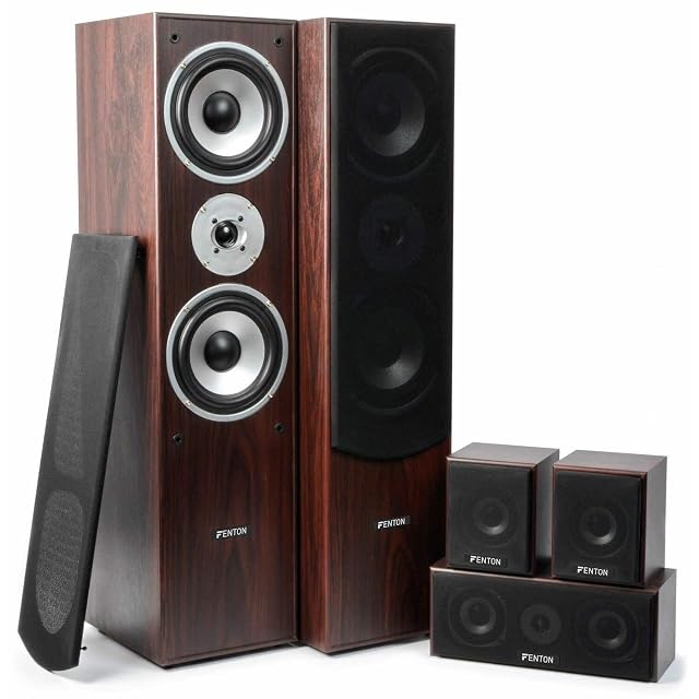 Conjunto de altavoces de cine en casa Fenton HF5W 5.0 en marrón