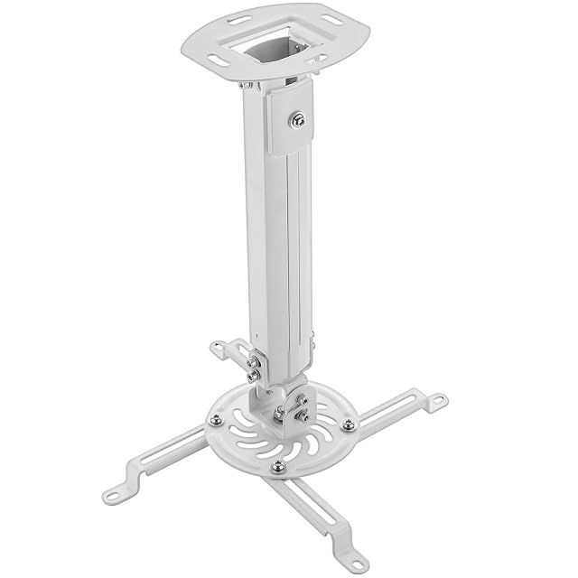 Soporte de techo para proyector regulable en altura deleyCON MK-W-52 en blanco