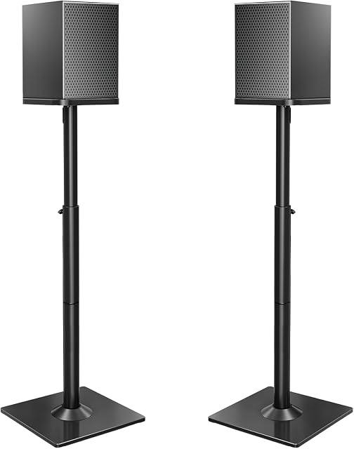 Soporte universal de altavoz ELIVED con base de cristal y paso de cables