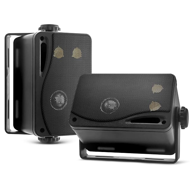 Altavoces de pared de exterior con certificación náutica Pyle PLMR24B en negro
