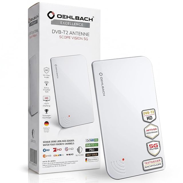Antena DVB-T2 activa Oehlbach Scope Vision 5G en blanco