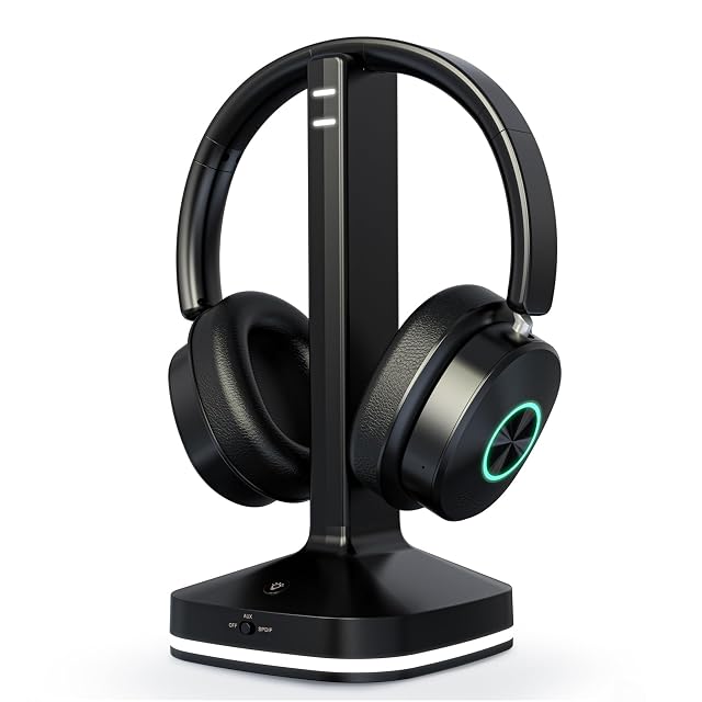 Auriculares de televisión Earbay con base transmisora y de carga